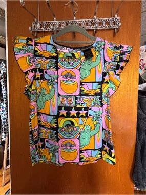 NWOT Nooworks Dreyfus Poplin Ruffle Top XS